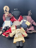 6 Ethnic Dolls- 2 Wood, 4 Cloth