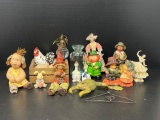 Grouping of Figures- People, Chicken, Rabbit, Jar and Angel Bell