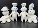 4 Pillsbury Dough Boy Figures- 2 Plastic and 2 Stuffed