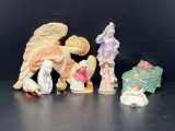 Angel and Other Figures Including Women, 2 Birds and Lidded Box