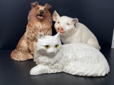 3 Plaster Figures- Dog, Pig and Cat