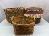 Baskets Lot, One with Quilted Lid