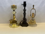 3 Table Lamp Bases- Metal and Glass