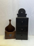 Black 3-Drawer Hanging Box and Other Box with Heart Cut-Out