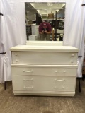 1960's style White Dresser with Square Mirror, Bassett Furniture