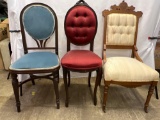 3 Wood Framed Accent Chairs