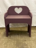 Wooden Bench in Purple Paint with Heart Cut-Out