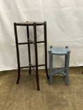 2 Plant Stands- Tall in Black and Short in Blue