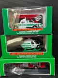 3 Hess Miniature Trucks- 1999 Fire Truck, 2005 Helicopter and 2007 Rescue Truck