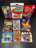 8 Die Cast Race Cars and 1 Mark Martin Flashlight Key Chain, All in Original Packaging