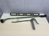 Metal Level, Shower Wand and Grease Gun