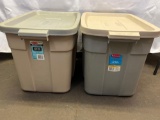 2 Rubbermaid Roughneck Totes with Lids