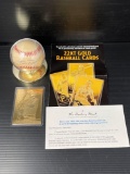 Autographed Baseball in Case, Danbury Mint 22K Babe Ruth Baseball Card in Case