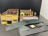 Partially Assembled Plasticville Buildings- Mfg. Co. and Ranch House with Water Tower
