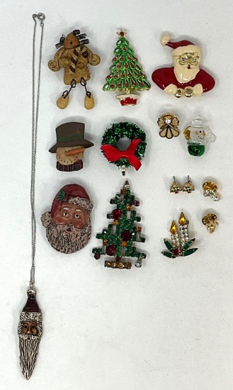 Costume Christmas jewelry lot
