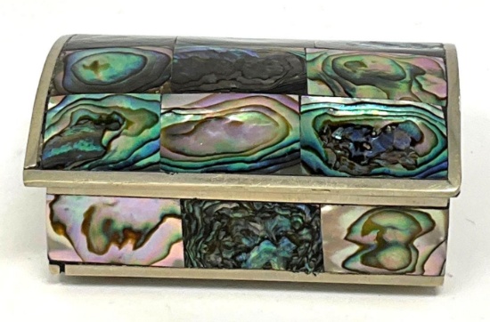 Small Abalone inlaid jewelry box made in Mexico