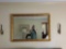 Gold Framed Wall Mirror and Pair of Candle Sconces