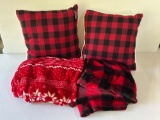 Buffalo Plaid Throw Pillows and Fleece Throw and Red Fleece Throw