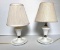 Pair of Milk Glass Lamps with Unmatched Shades