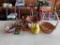 Easter Baskets Lot, Ceramic Lidded Duck, Miniature Egg Ornaments