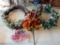 2 Decorative Wreaths, Artificial Flower Pick and Taper Candles