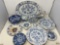 Assortment of Blue & White Dishes, Platters, Bowls, Gravy Boat, More