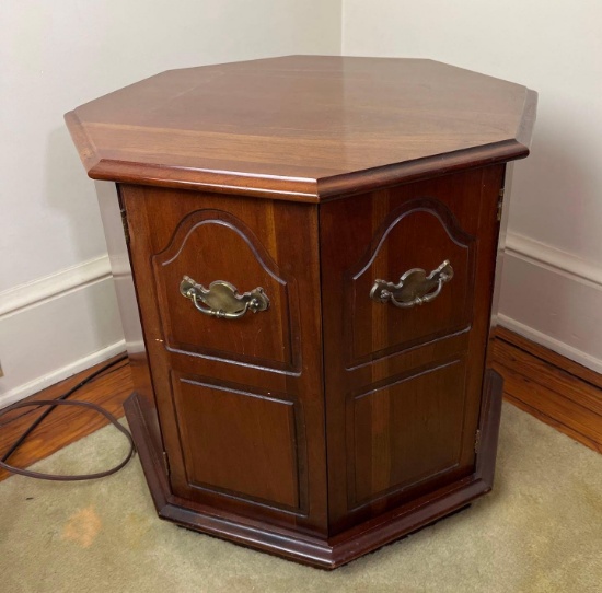 Octagonal Side Table with 2 Doors