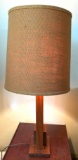 Wood Base Table Lamp with Burlap Shade