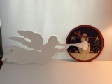 White Angel Silhouette and Round Snowman Decorative Piece
