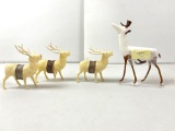 3 Vintage Celluloid Reindeer and Other Deer Figure