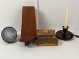 Geode, Wooden Wall Shelf, Brush, Candle Holder with Taper Candle