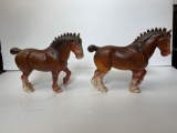 2 Cast Iron Draft Horse Figures