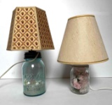 2 Canning Jar Lamps with Shades