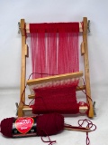 Portable Weaving Loom with Started Project and Yarn