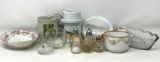 Glass Dish, Salt & Peppers, China Bowls, Milk Glass Basket, Glass Ladle, Plant Holder