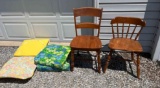 2 Wooden Kitchen Chairs, Chair Pads/Cushions
