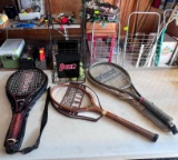 Tennis Rackets with Covers and Wire 