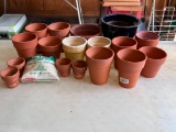 Terra Cotta Pots and Planters- Various Sizes and Bag of Soil Conditioner