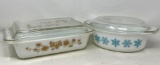 2 Pyrex Lidded Casserole Dishes- One Rectangular, One Oval