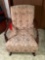Antique Style Vintage Upholstered Rocker with Wooden Arms