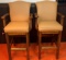 Pair of Vinyl Upholstered Bar Height Arm Chairs