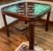 Rattan and Glass Side Table