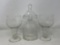 2 Etched Pedestal Glasses and Lidded Candy Dish