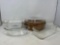 Pyrex Baking Dishes- Oval, Loaf Pan and Lidded Casserole in Basket Holder and Corning Ware Casserole