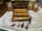 Vintage Music Jewelry Box with Art Glass and Abalone Pendants and More