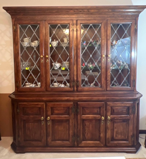 Vintage 1970's Lighted, Two-Piece China Cabinet by Century Furniture
