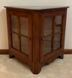 Tri-Corner Display Cabinet/Table with Glass Top and Shelf