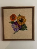 Framed Needlepoint Floral Handwork