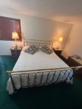 Brass King Size Bed with Mattress and Bedding