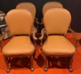 4 Vintage 1970's Leather Upholstered Armchairs